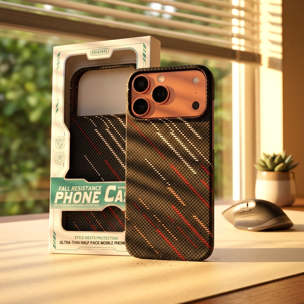 Carbon Fiber Magnetic Phone case for iphone 18 17 16 15 14 Camera protection Hybrid Tpu Pc Mobile Phone case for iphone 17 Pro - صورة 2
