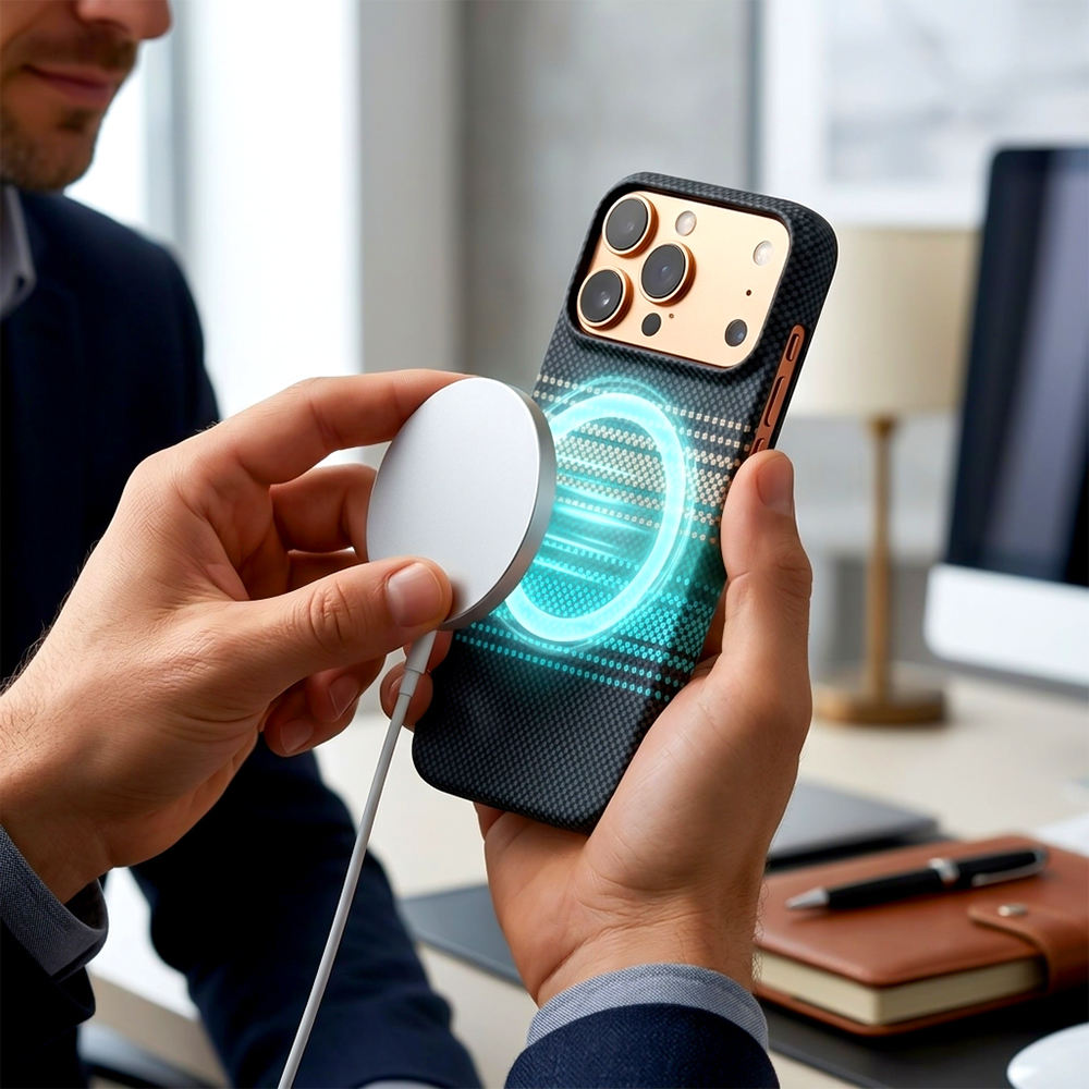 Carbon Fiber Magnetic Phone case for iphone 18 17 16 15 14 Camera protection Hybrid Tpu Pc Mobile Phone case for iphone 17 Pro - صورة 4