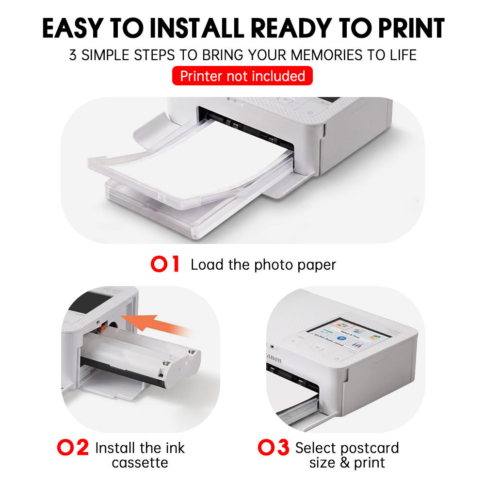Selphy Glossy Photo Paper Paper Kp108in Compatible with Canon 4" X 6'' for Canon Kp108in CP1300 CP1500 CP1200 CP1000 - تصویر 3