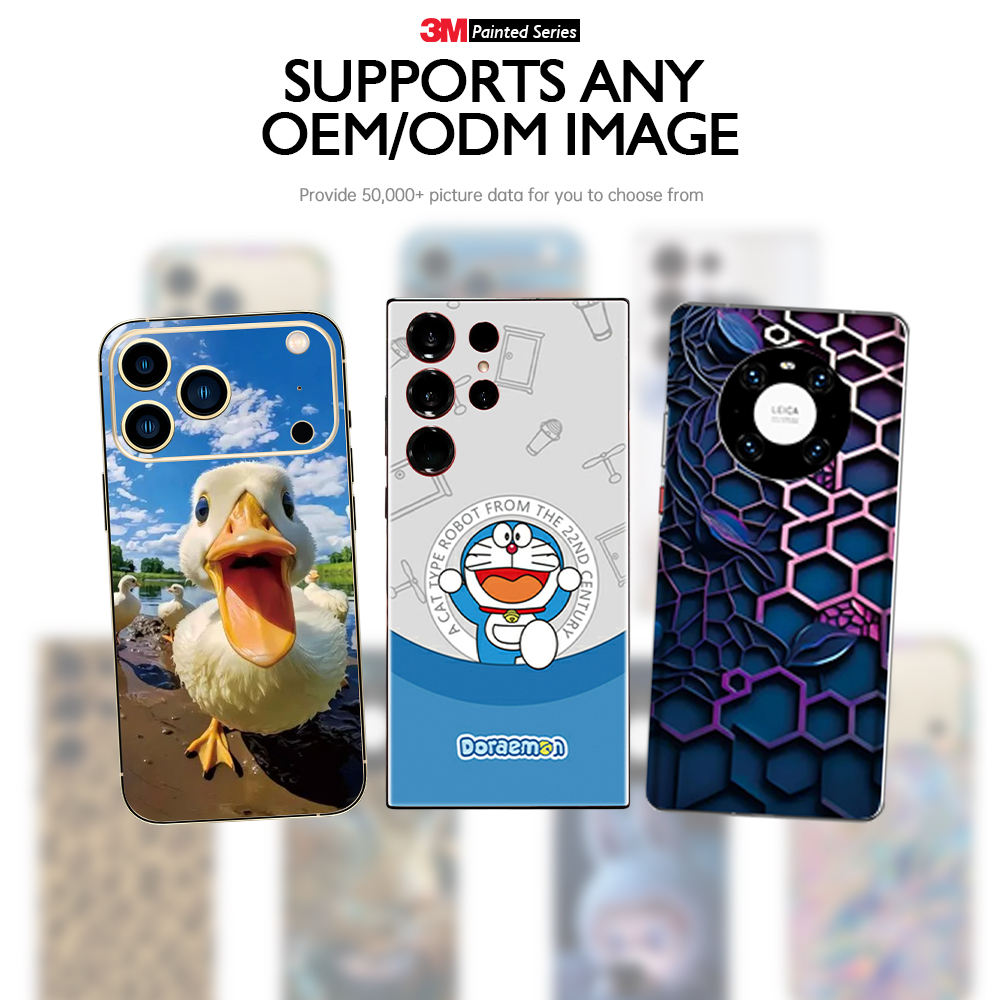DIY Custom Mobile Phone Personality Back Film Flat Anti-scratch Color Film 3m Vinyl Material 3D Relief Effect Sticker Skin - تصویر 6