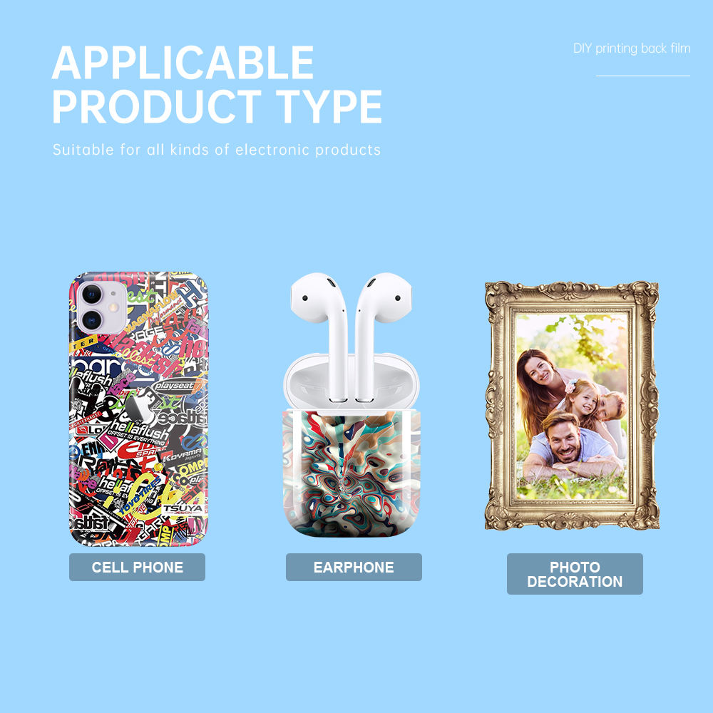 195*100mm DIY Customize Printing Mobile Phone Back Skin Sticker Paper for Phone Skin Printer With Color Ribbon - تصویر 4