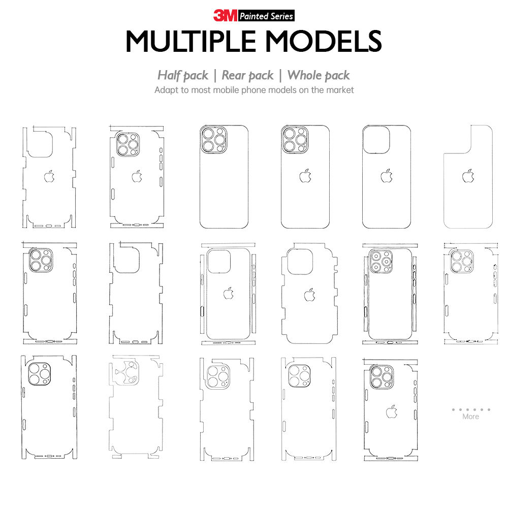 Custom Logo 3M Mobile Phone Back Film Cutting Machine Sheet Phone Sticker Anti Slip Leather Mobile Phone Back Skin - تصویر 4