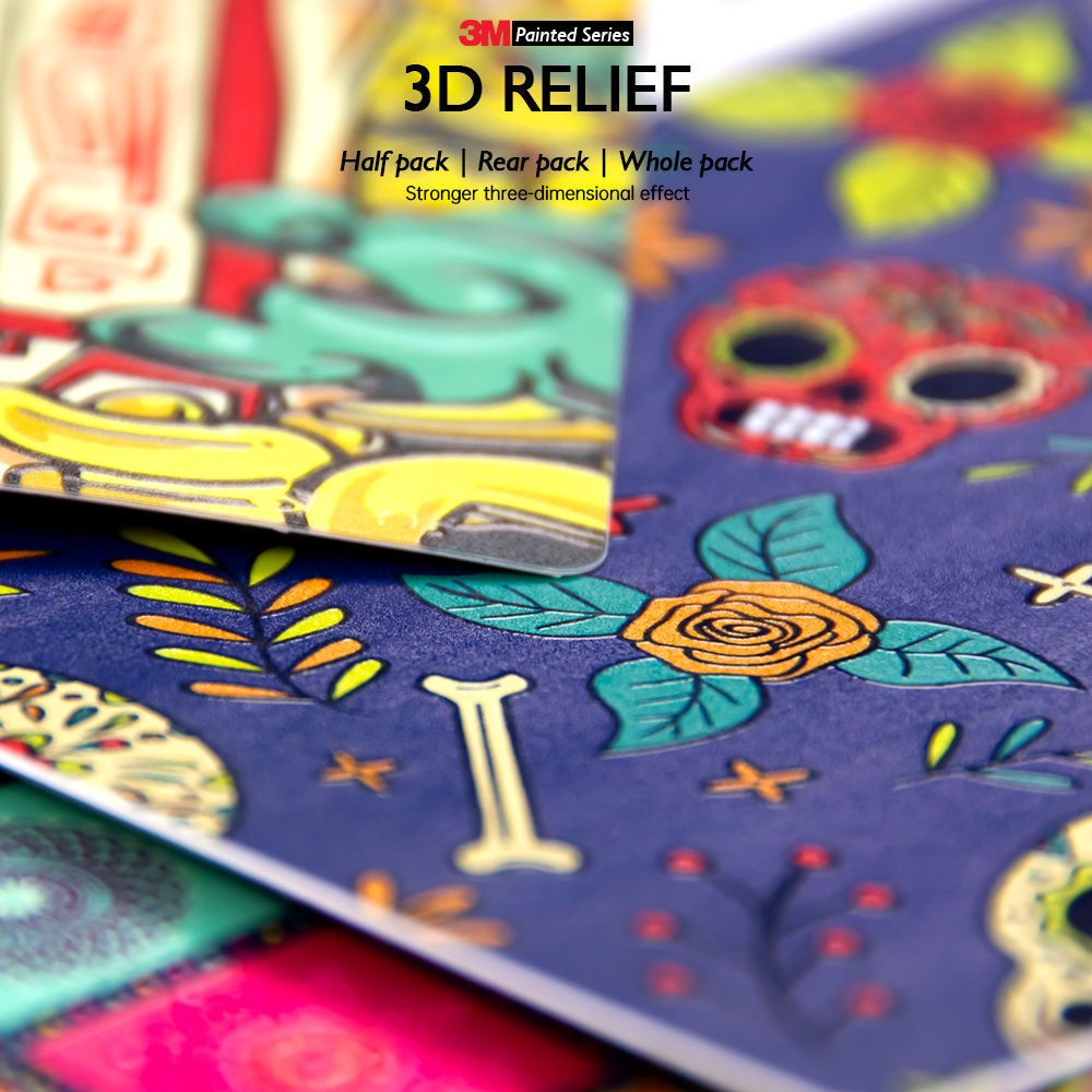 DIY Custom Mobile Phone Personality Back Film Flat Anti-scratch Color Film 3m Vinyl Material 3D Relief Effect Sticker Skin - تصویر 2