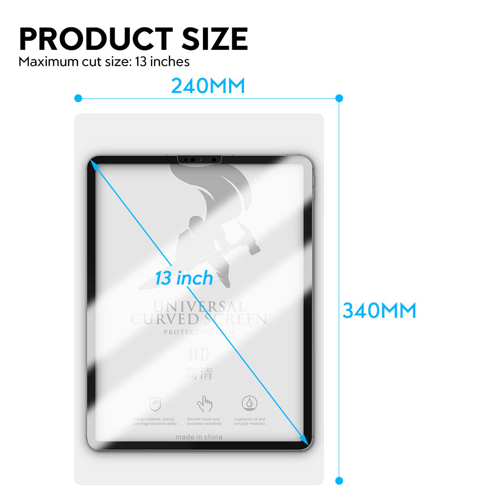 240*340mm Big Size Tpu Material Matte Anti-Blue Light HD Clear Hydrogel Film Screen Protector for Tablet Ipad - 图片 6